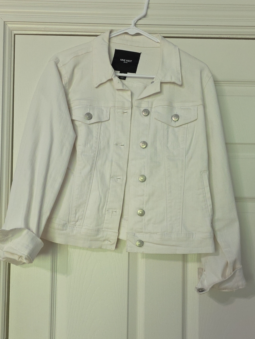 Nine West White Denim Jacket - Women's Classic Trucker